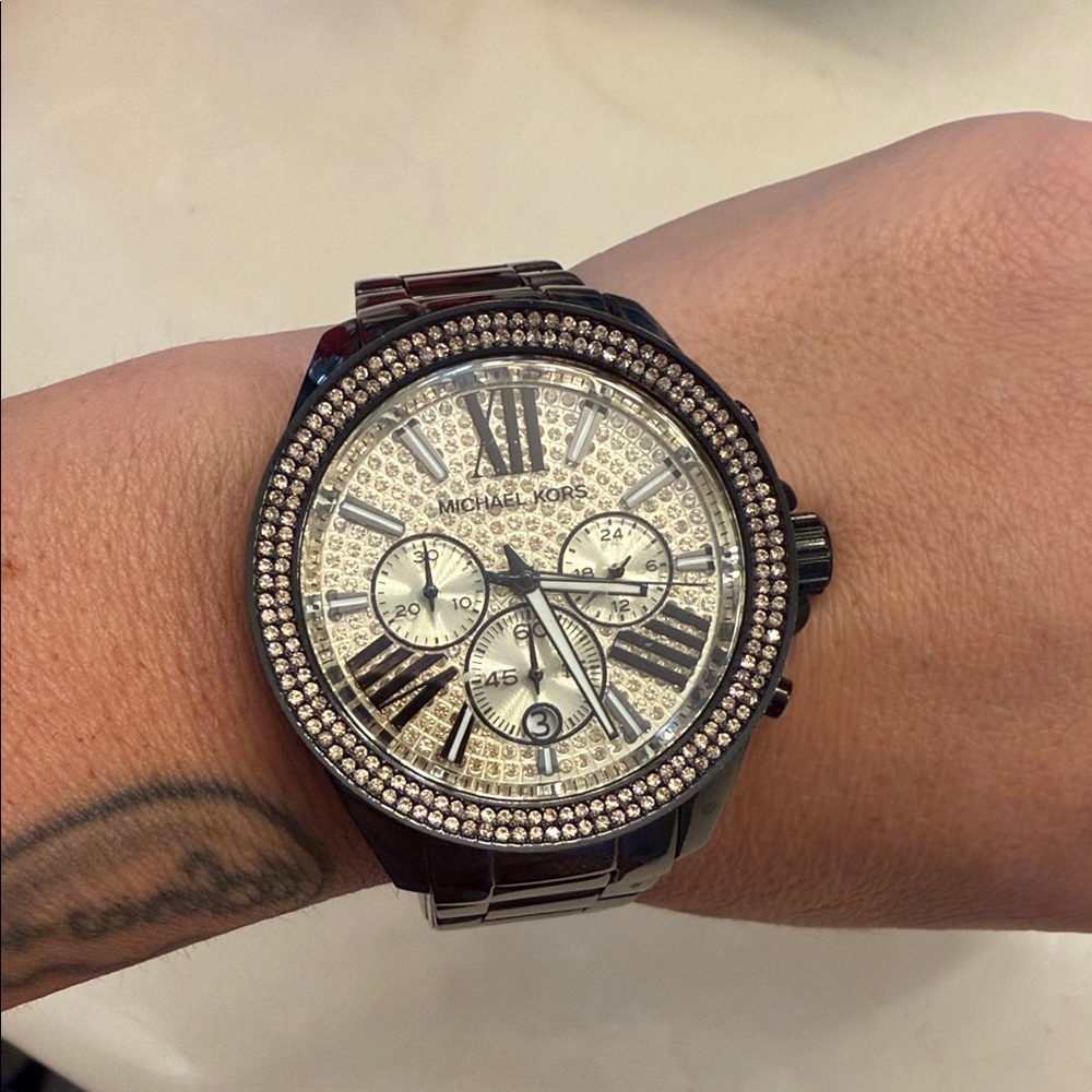 Michael Kors Crystal-Embellished Black Watch